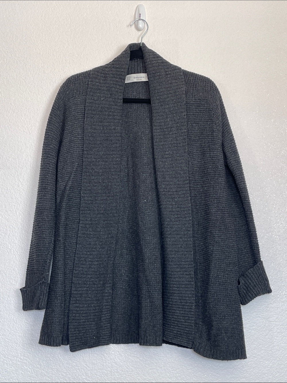 Charter Club Charcoal Open-Front Ribbed Cardigan